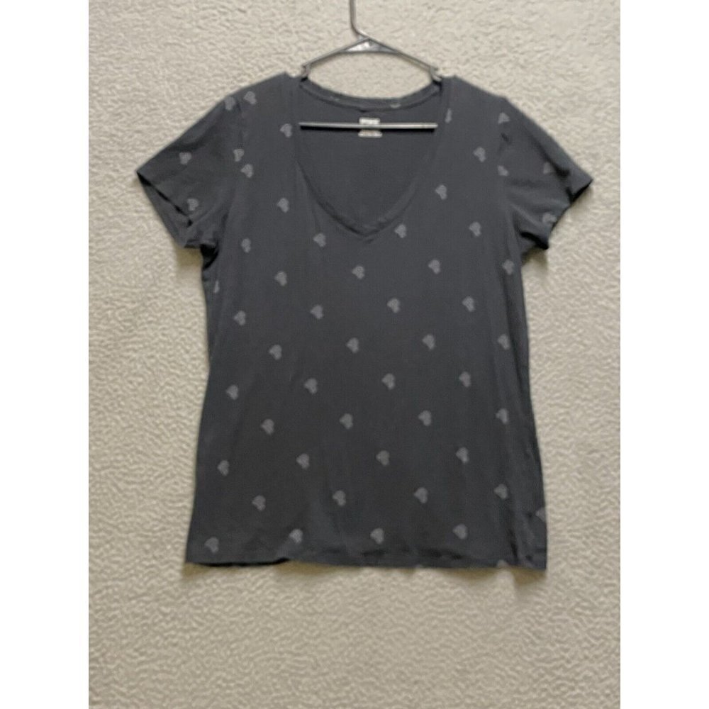 Victoria's Secret Pink T-Shirt Womens Large  Tee Logo Short Sleeves Gray